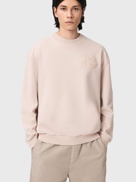 AllSaints Insignia Relaxed Fit Cotton Sweatshirt, Crystal Pink