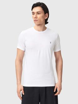 AllSaints Tonic Crew Neck Slim Ramskull T-Shirts, Pack of 3, Black/White/Grey, Grey/White/Green