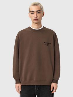 AllSaints Xander Cropped Cotton Blend Sweatshirt, Jet Black, Bitter Brown