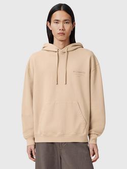 AllSaints Xander Woven Cotton Hoodie, Sunset Brown, Sunset Brown