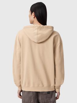 AllSaints Xander Woven Cotton Hoodie, Sunset Brown - view 2, Sunset Brown