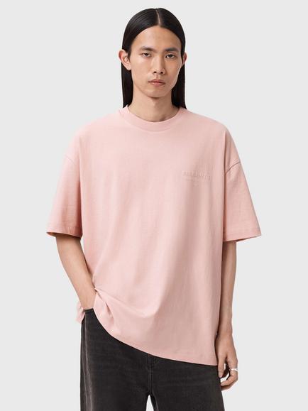 AllSaints Xander Crew Neck Cotton T-Shirt, Bitter Brown, Sunbaked Pink