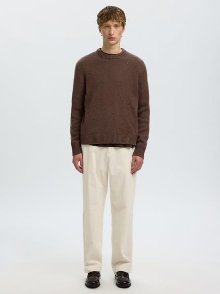 Selected Wool Rich Jumper, Chocolate Chip - view 2, Chocolate Chip