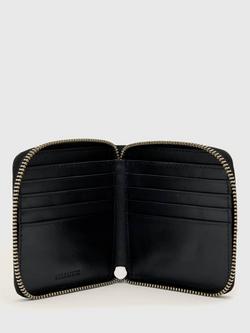 AllSaints Arlo Zip Leather Wallet, Black - view 2, Black
