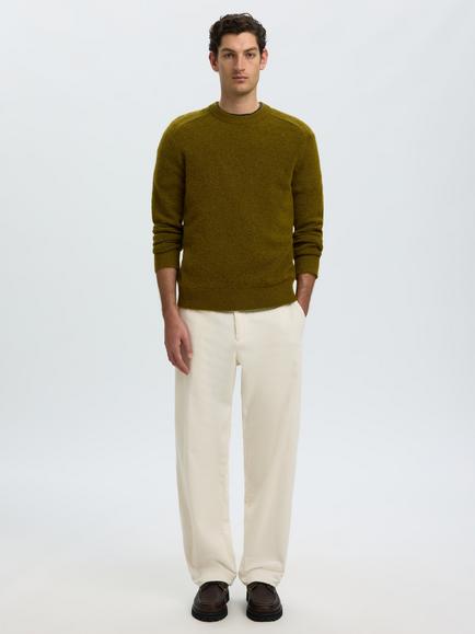 Selected Pullover Jumper, Fir Green - view 2, Fir Green