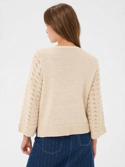 Saint Tropez Ongelika Open Knit Cardigan, Oatmeal - view 2, Oatmeal