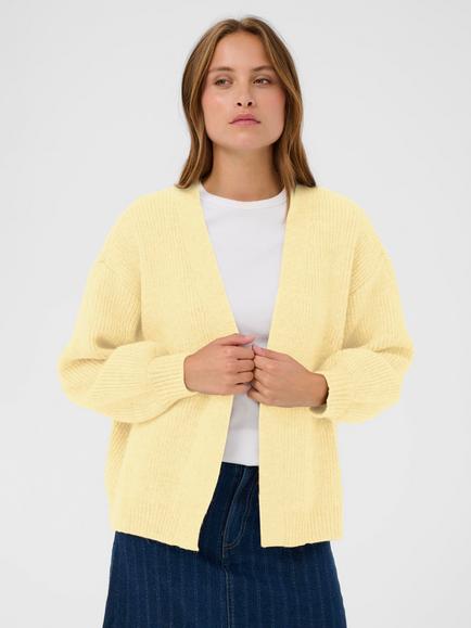 Saint Tropez Ottoline Open Neck Cardigan, Lemon Drop Melange