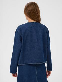 Saint Tropez Oivy Bow Front Denim Jacket, Medium Blue - view 2, Medium Blue