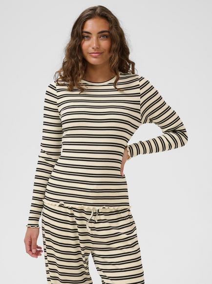 Saint Tropez Olalia Stripe Top containing LENZING™ ECOVERO™ Viscose, Ice/Black, Ice/Black