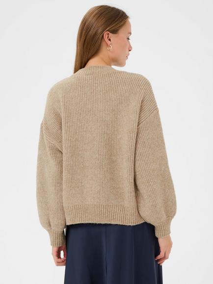 Saint Tropez Ottoline V-Neck Jumper - view 2, Tannin Melange