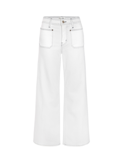 FRAME Petite Slim Palazzo High Rise Wide Leg Modernist Pocket Jeans, White, White