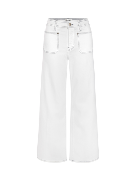FRAME Petite Slim Palazzo High Rise Wide Leg Modernist Pocket Jeans, White, White