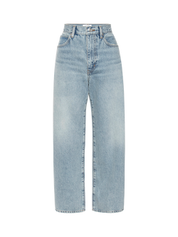 FRAME The Bow High Rise Barrel Leg Cropped Jeans, Coastal, Coastal