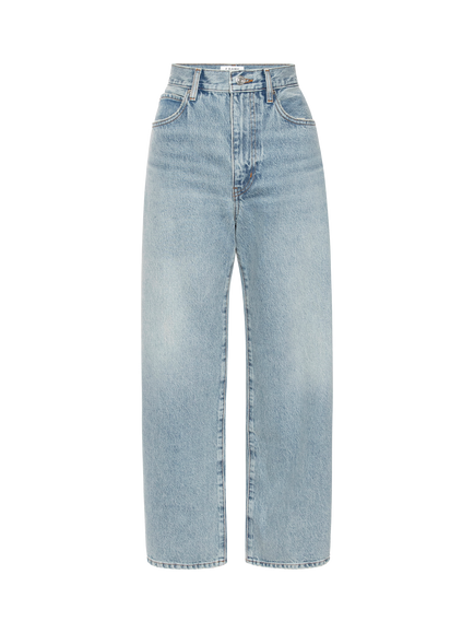 FRAME The Bow High Rise Barrel Leg Cropped Jeans, Coastal, Coastal