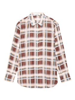 FRAME The Boy Check Cotton Blend Shirt, Cream/Brown, Cream/Brown