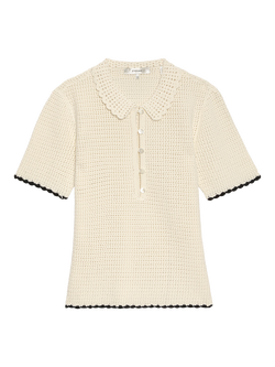 FRAME The Daybreak Short Sleeve Knit Polo Shirt, Cream, Cream