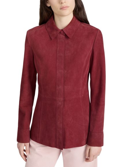 FRAME The Suede Concealed Placket Shirt, Red, Red