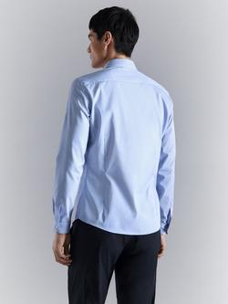 Mango Cotton Blend Regular Fit Stripe Shirt, Sky Blue - view 2, Sky Blue