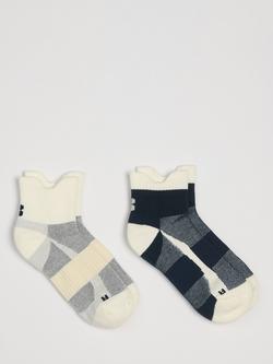 Sweaty Betty Blister Resist Power Training Socks, Pack of 2, Lily White/Navy Blue, Lily White/Navy Blue