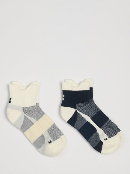 Sweaty Betty Blister Resist Power Training Socks, Pack of 2, Lily White/Navy Blue, Lily White/Navy Blue
