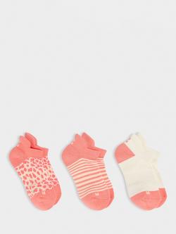 Sweaty Betty Stripe Workout Trainer Socks, Pack of 3, Melon/Pink, Melon/Pink