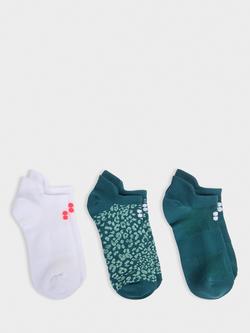 Sweaty Betty Lightweight Trainer Socks, Pack of 3, Green/Multi, Green/Multi