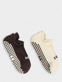 Sweaty Betty Reformer Gripper Trainer Socks, Pack of 2, Brown/Multi, Brown/Multi