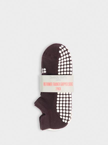 Sweaty Betty Reformer Gripper Trainer Socks, Pack of 2, Brown/Multi - view 2, Brown/Multi