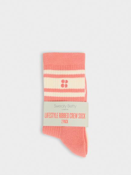 Sweaty Betty Lifestyle Ribbed Crew Socks, Pack of 2, Multi - view 2, Multi