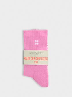 Sweaty Betty Pilates Crew Gripper Socks, Pack of 2, Pink/Cream - view 2, Pink/Cream