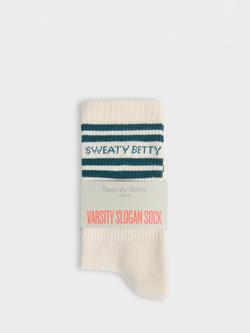 Sweaty Betty Varsity Slogan Socks - view 2, Cream/Green