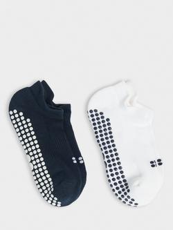 Sweaty Betty Reformer Gripper Trainer Socks, Pack of 2, Navy Blue/White, Navy Blue/White