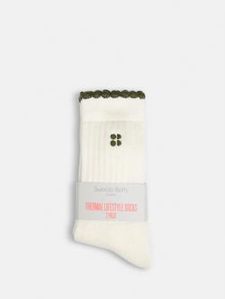 Sweaty Betty Thermal Lifestyle Socks, Pack of 2, White/Green - view 2, White/Green