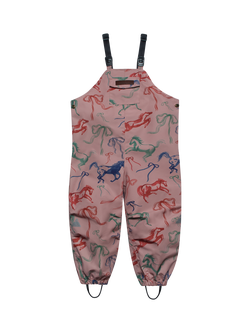 Töastie X Valentina Karnoubi Kids' Waterproof Dungarees, Horses And Ribbons, Horses And Ribbons