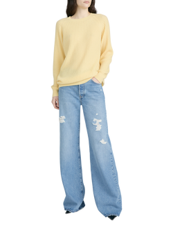 FRAME Loose Wide Leg Distressed Jeans, Sundrop, Sundrop