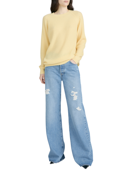 FRAME Loose Wide Leg Distressed Jeans, Sundrop, Sundrop