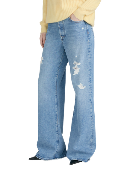 FRAME Loose Wide Leg Distressed Jeans, Sundrop - view 2, Sundrop