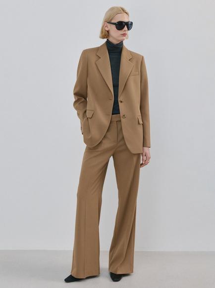 Mango Single Breasted Tailored Blazer, Camel, Camel