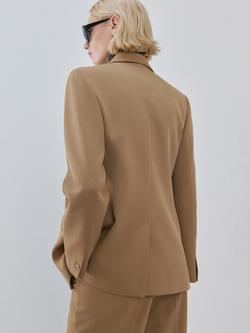 Mango Single Breasted Tailored Blazer, Camel - view 2, Camel