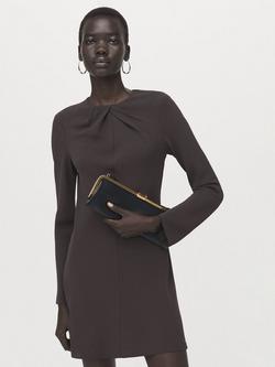 Mango Cowl Neck Mini Dress, Brown, Brown