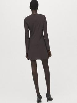 Mango Cowl Neck Mini Dress, Brown - view 2, Brown