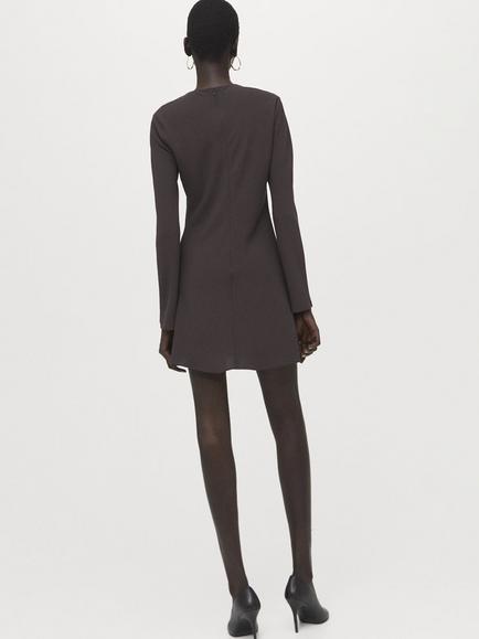 Mango Cowl Neck Mini Dress, Brown - view 2, Brown