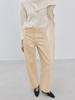 Mango Mid Rise Balloon Wide Leg Jeans, Vanilla, Vanilla