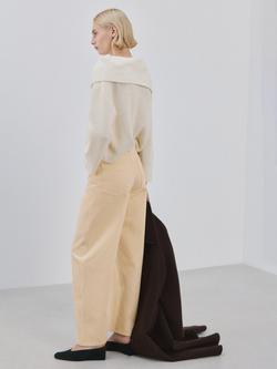 Mango Mid Rise Balloon Wide Leg Jeans, Vanilla - view 2, Vanilla