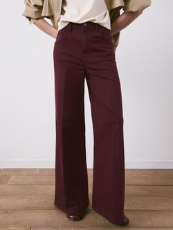 Mango High Rise Wide Leg Jeans, Wine, Wine