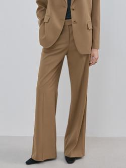 Mango Low Rise Wide Leg Tailored Trousers, Camel, Camel