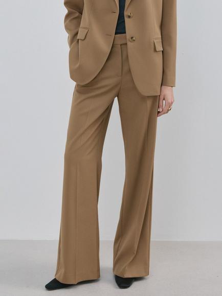 Mango Low Rise Wide Leg Tailored Trousers, Camel, Camel