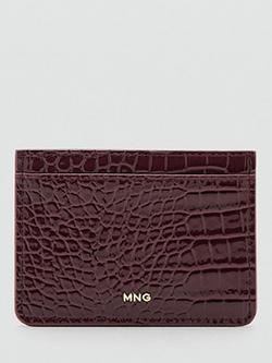 Mango Croc Embossed Card Holder, Bordeaux