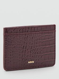 Mango Croc Embossed Card Holder - view 2, Bordeaux