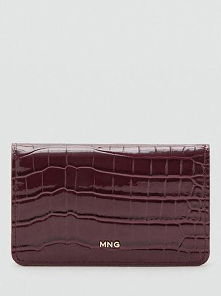 Mango Croc Embossed Purse, Bordeaux